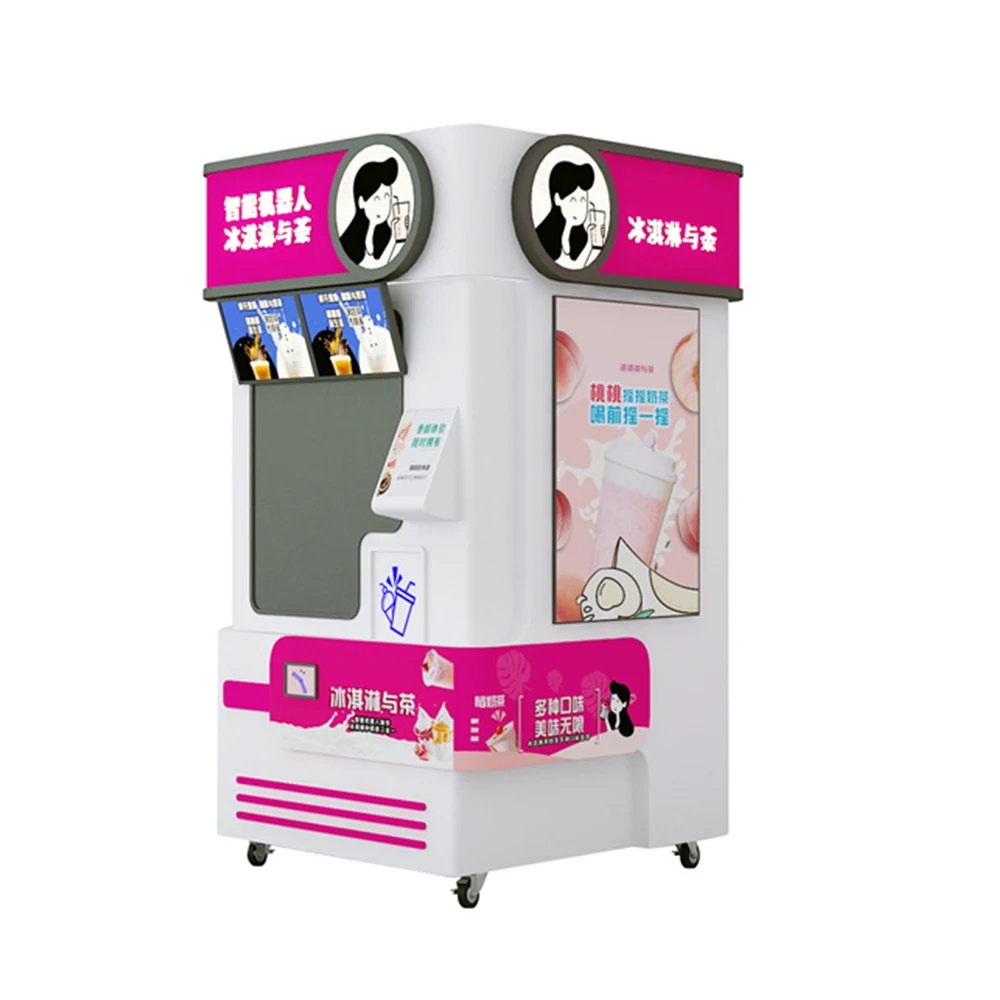 Bubble Tea Robotic Vending Machine Multi Function 3in1 Vending Machine for Shopping Market
