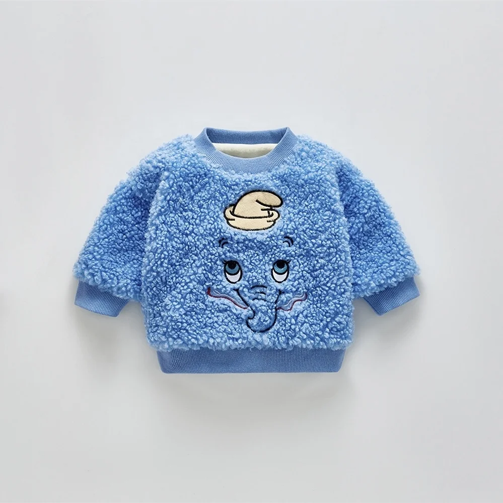 
ChengXi Baby Toddler Pullovers Cute animal embroidery winter thick baby sweatshirt in different colors 