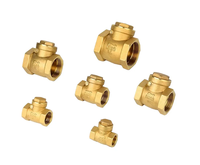 Brass Check Valves Female Threaded Hard Seal Horizontal Swing Spring Liquid Valve Check Hydraulic Check Valves Swing Type 1 Inch