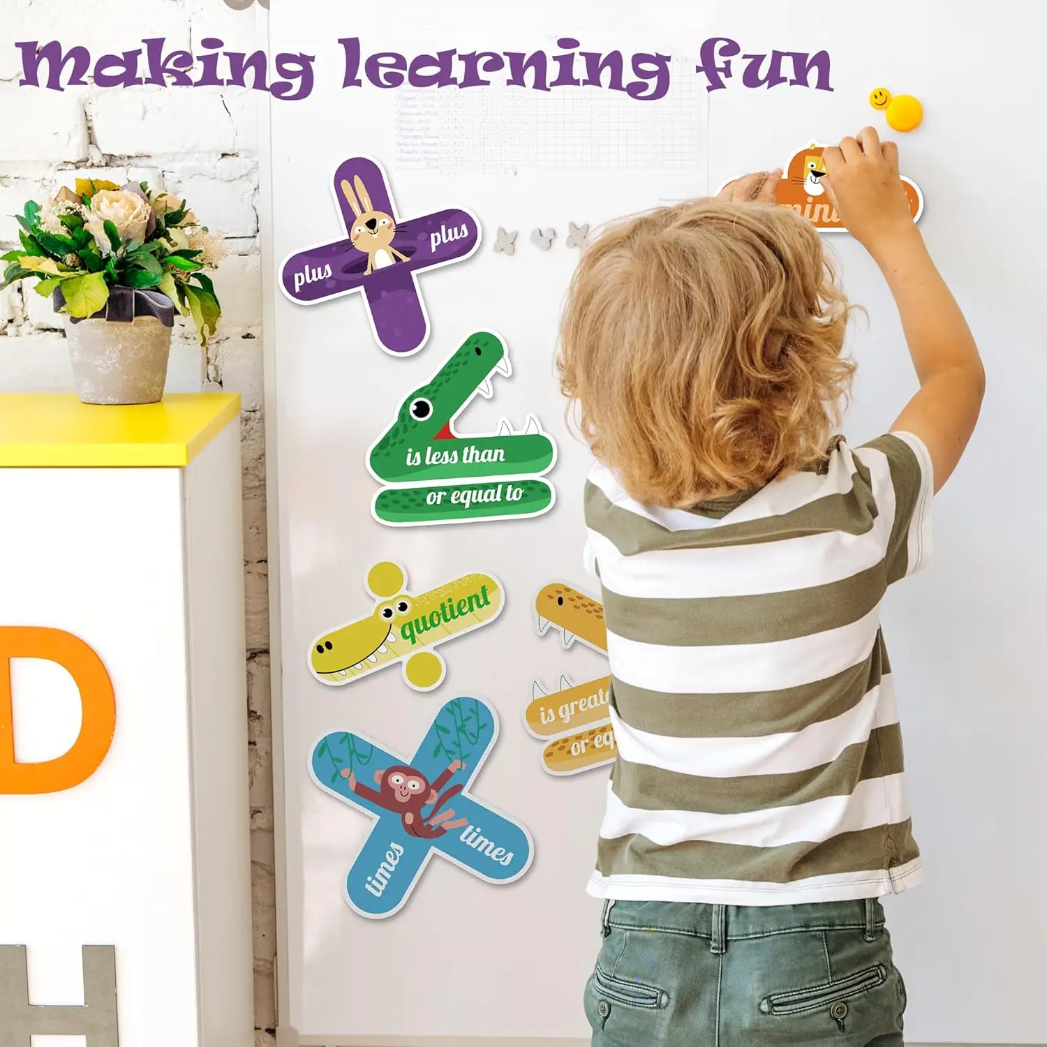 Math Sign Magnetic Teacher Tools Greater Than and Less Than Plus Minus Equal to Multiplication Teacher Magnets Animal for School