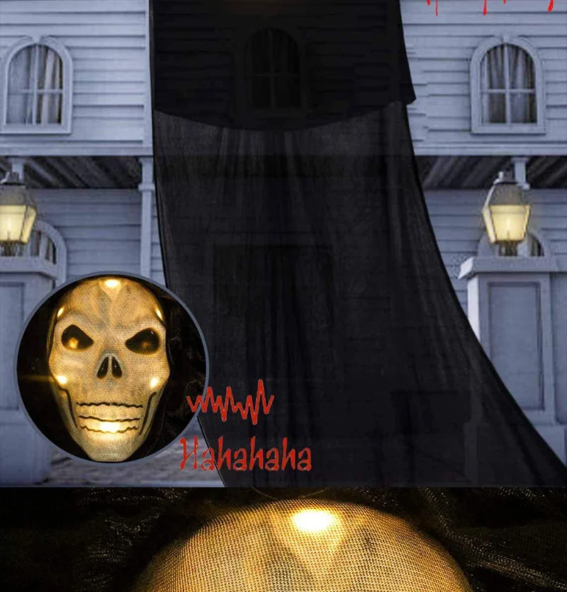 Halloween decorations voice-activated glow-emitting sound scary ghost masks Great Hanging ghosts