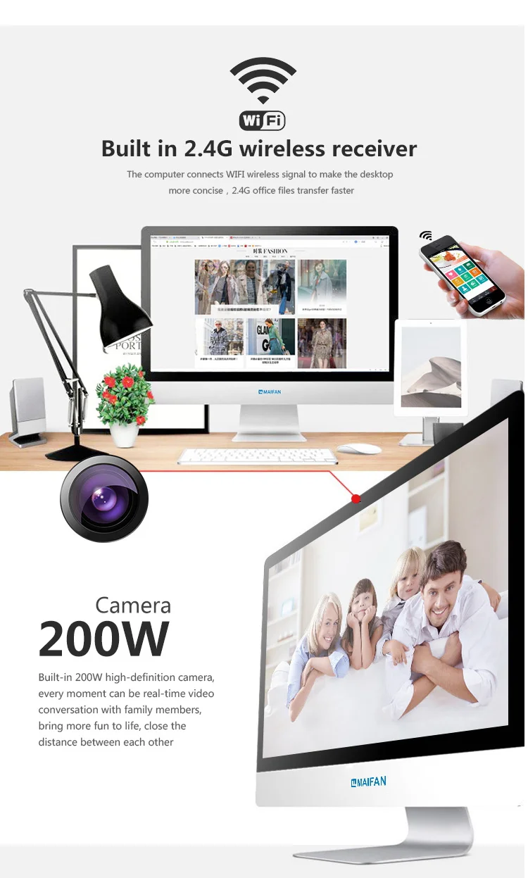 OEM Cheap Office Tender School Gaming PC i5-4200M 21.5 Inch Intel i5  All in One Desktop AIO PC