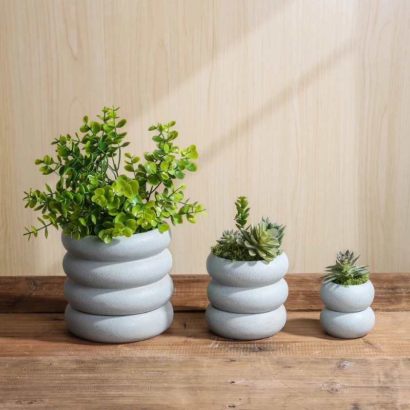 Wholesale Custom Nordic Cylindrical Round Blue Ceramic Flower pot Frosted Succulent Plant Flower Pots For Home Living Room Decor