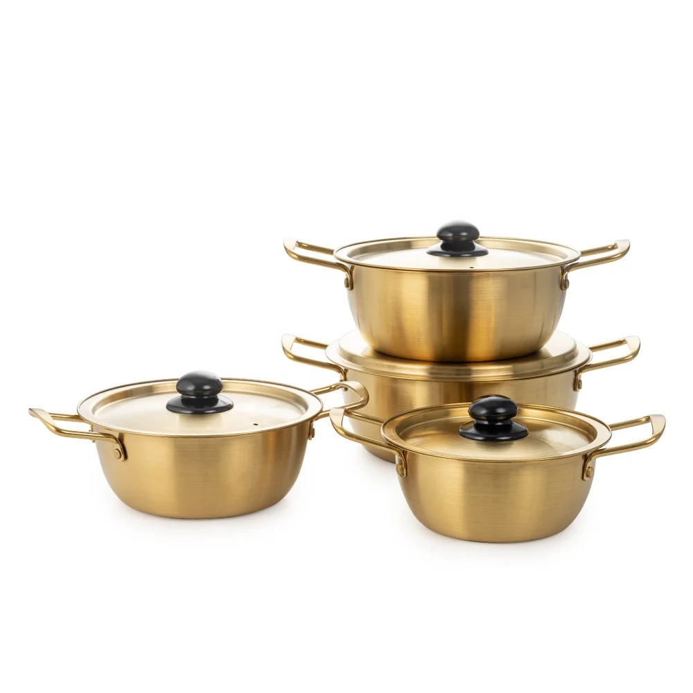 Kitchenware Korean Gold Silver Noodle Ramen Pot Double Ear Soybean Paste Soup Pot Cooking Pot