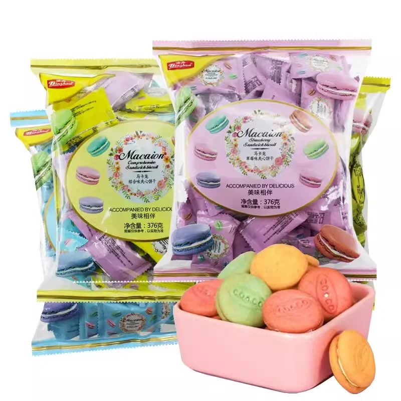 Wholesale cheap Biscuit cookies Macaron sandwich biscuits 376g/bag
