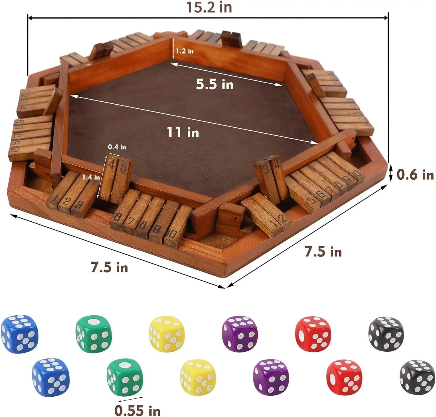 6 Players Shut The Box Dice Game Wooden Toys table game