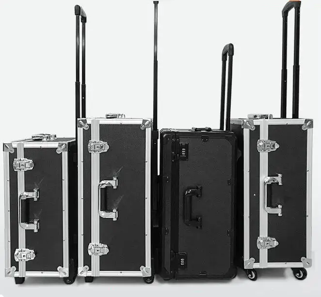 Customized Household Workshop Repair Hand Aluminum Storage Case Aluminum Tool Carrying Box With Trolley and wheels
