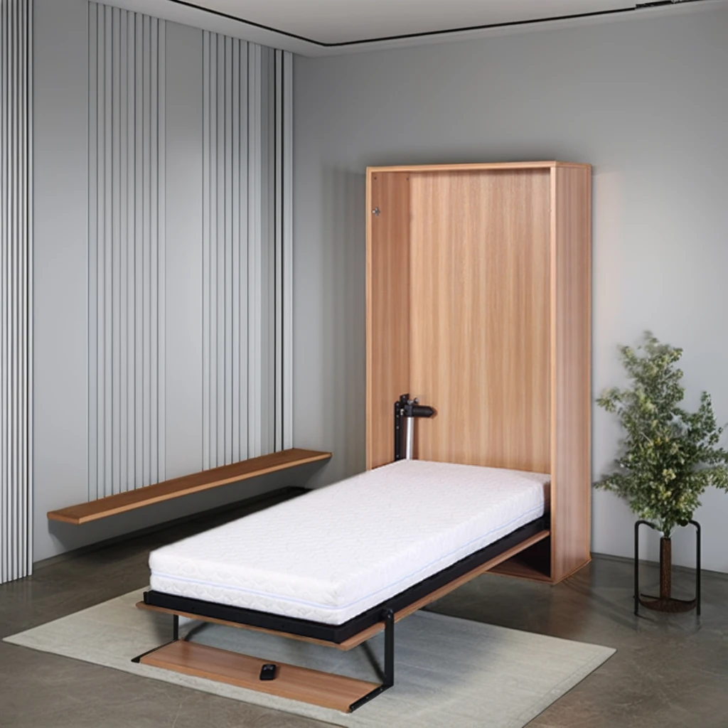 Lit mural caché, simple et pliable avec support, gain de place, moderne, utilisé pour la maison
