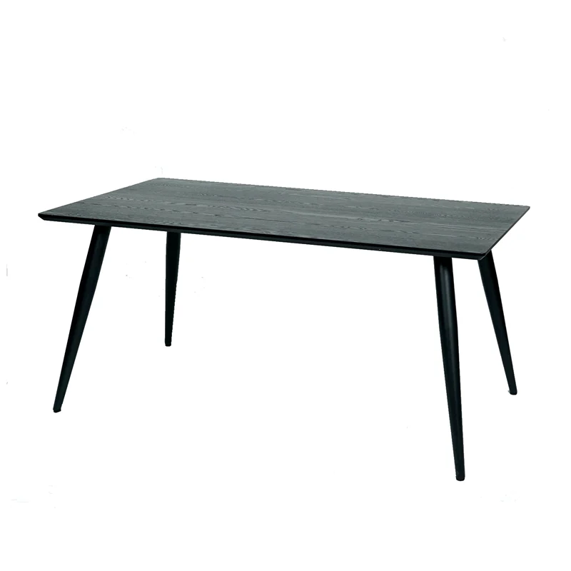 Minimalist modern style household 25mm thickness ash veneer black long dining table