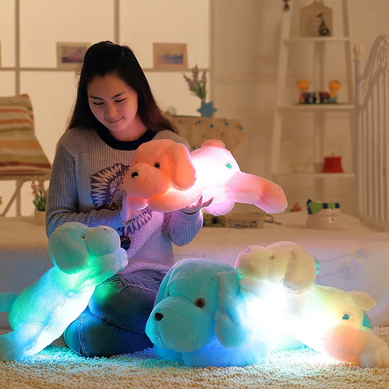 LED light cute dog big head dog plush toys doll will light plush toys stuffed soft puppy toys