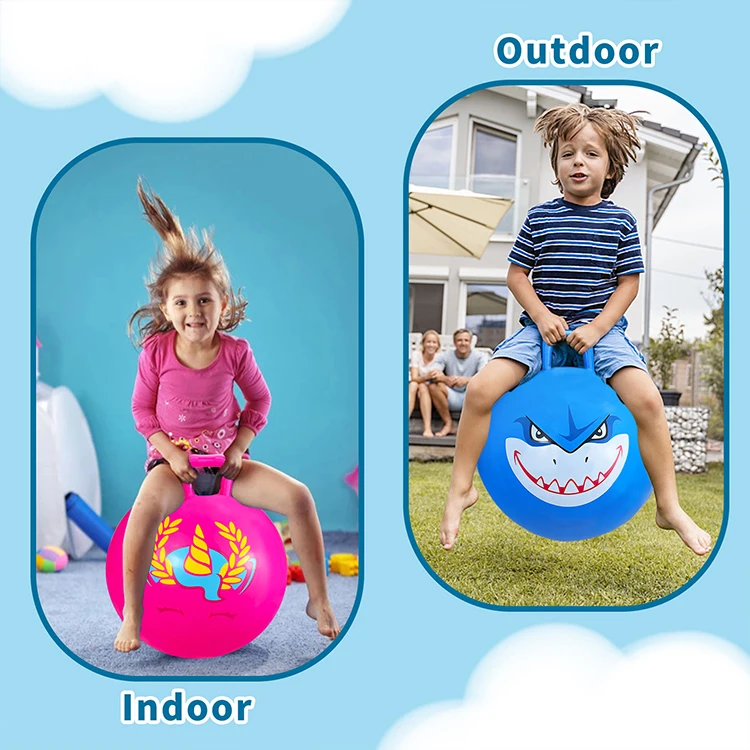 High Quality Kids Outdoor Toys 3P Inflatable Handle Bouncy Jumping Ball, Wholesale PVC Plastic Unisex Bouncing Ball