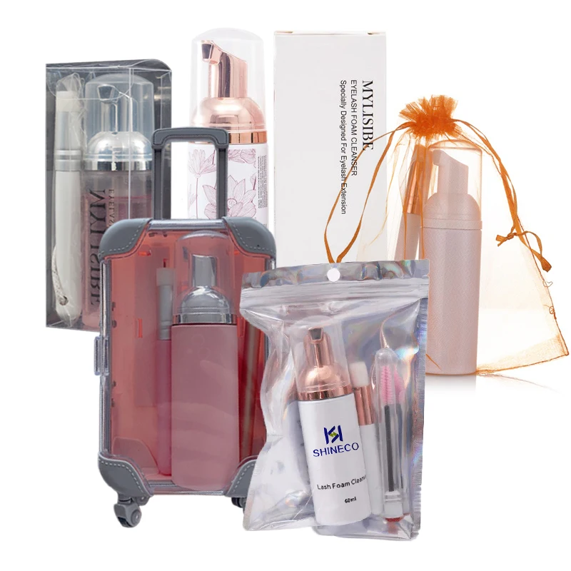 lash eyelash kit shampoo extension brush wash brushes cleaner with lashes set cleanser rose and logo extensions