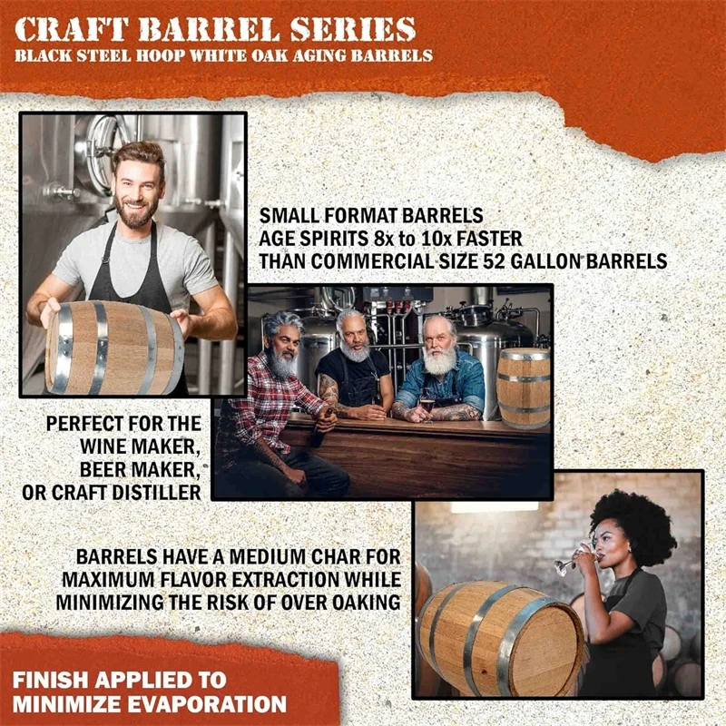 Oak Aging Barrel Home Alcohol Distiller Whiskey Wine Barrel Furniture Oak Aging Barrel with Wood Stand