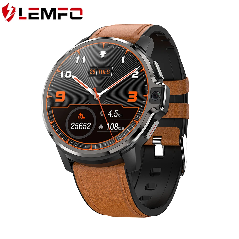 LEMFO New Arrival LEMP Android 9.1 heart rate blood pressure monitoring wifi GPS smart watch with glonass beidou
