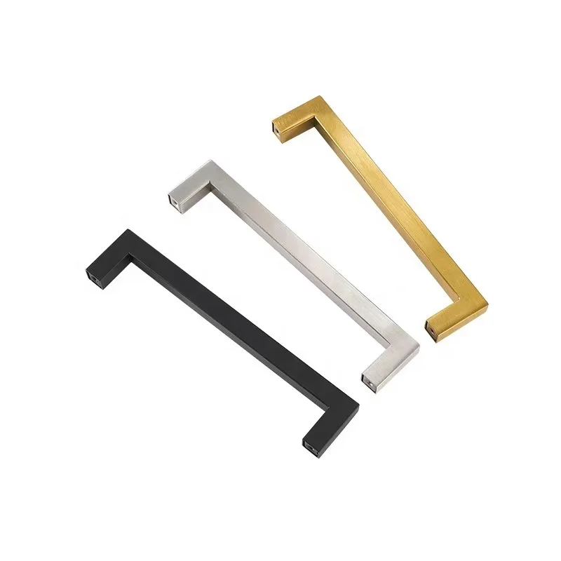 Satin or Polished Stainless Steel Square Furniture Drawer Angled Boss Bar Handle
