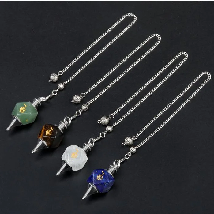 Natural Quartz Energy Stone Faceted Square Gyroscope Pendulum For Meditation Home Decor Crystal Crafts