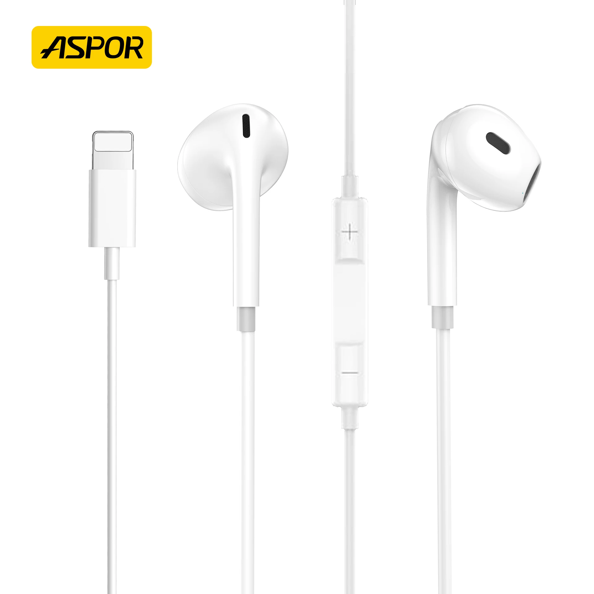 ASPOR A235 original IC headset for lightning for iphone 13 12 Work directly Original chip 8pin wired earbuds stereo earphone