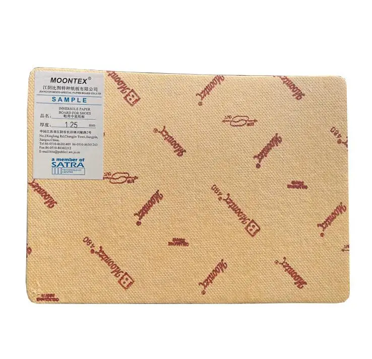 Jiangyin  moontex 1.75mm  top cellulose shoe paper insole paper board