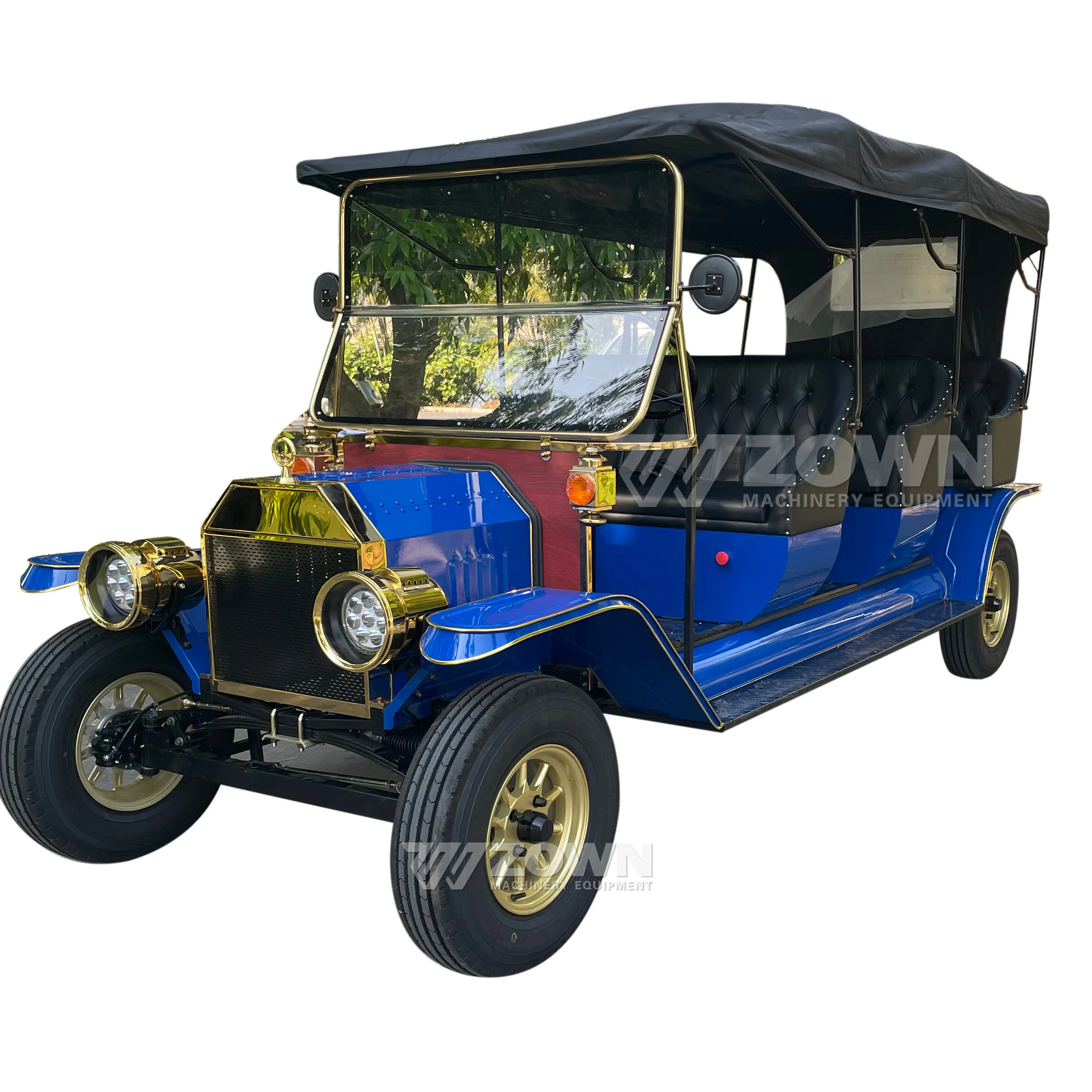 Blue Antique Electric Vintage Sightseeing Car Royal Vintage Prices Electric Golf Car Mini retro Cars Fiat for Sale