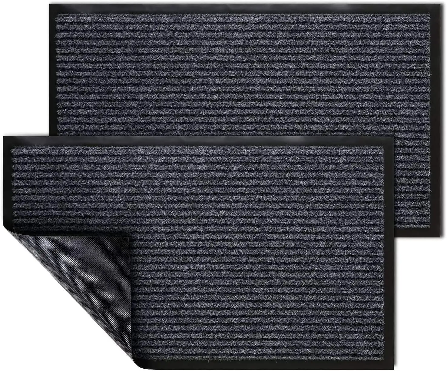 Non slip entrance doormat custom polyester stripe floor carpet ribbed outdoor door mat