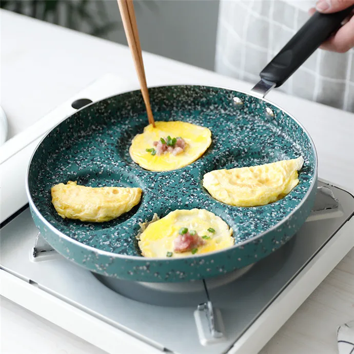 2022 Amazon Hot Sell 24cm Four Hole Non Stick Pan Saucepan Steak Egg Frying Pan Medicalstone Flat Bottomed Non Stick Pan