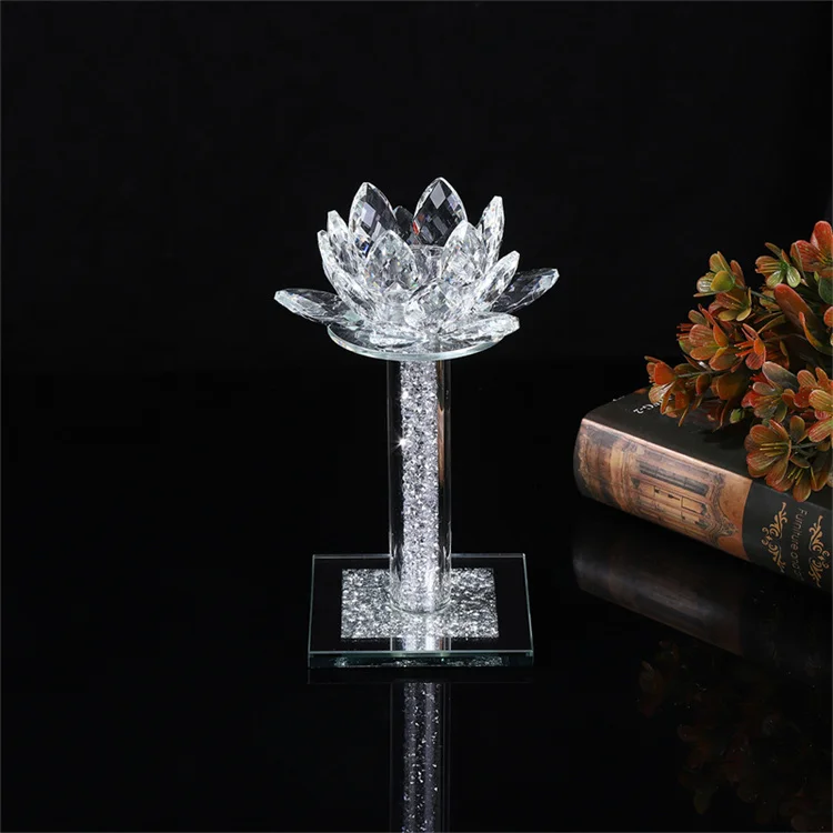 Lotus candle holder crystal glass small candle holder romantic candlelight dinner props western restaurant candle holder