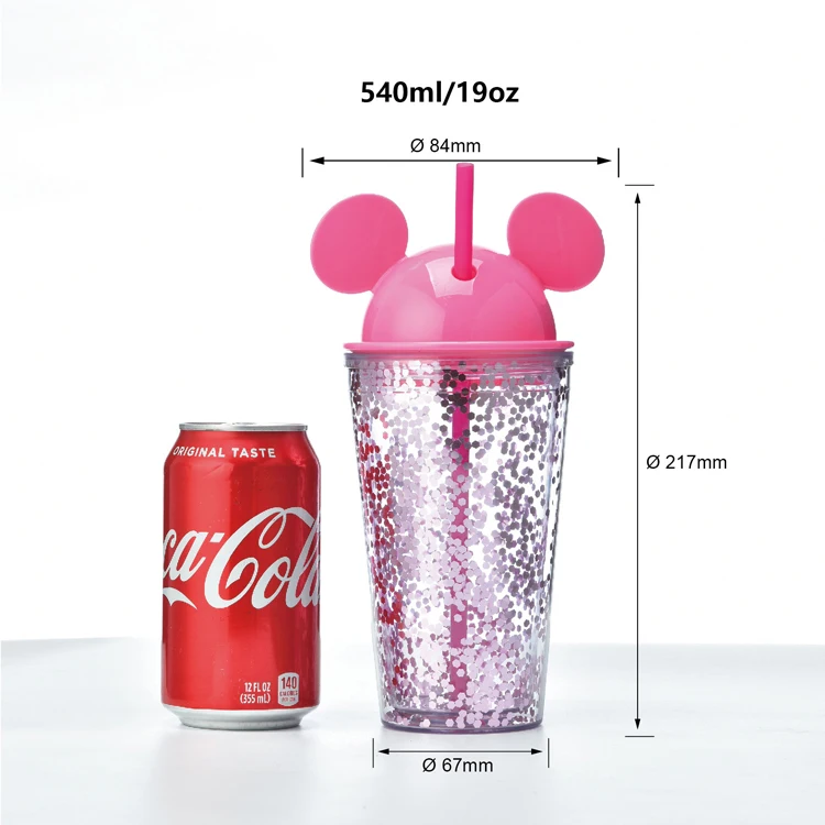 Clear leakproof 16 oz drinking glasses plastic double insulated tea infusers tumblers with lid and straw