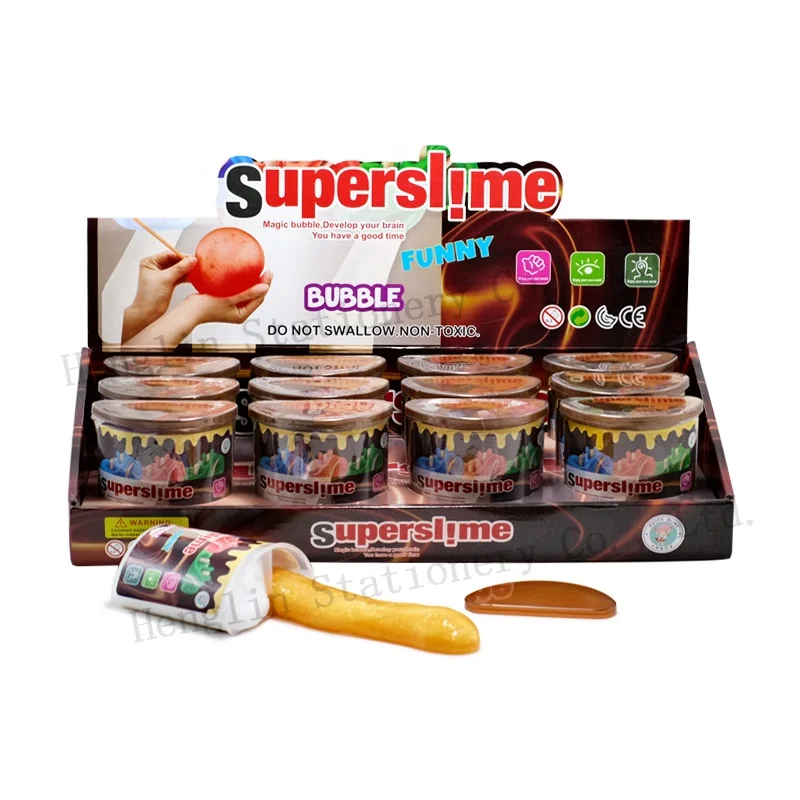 Hot sale cute chocolate shape slime putty kit kids ECO-friendly blow bubble crystal mud stress relief noisy putty