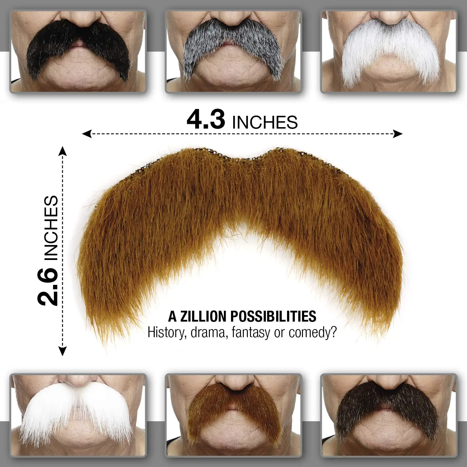Novelty Self Adhesive Walrus Fake Mustache Realistic False Facial Hair for Adults Costume Accessory
