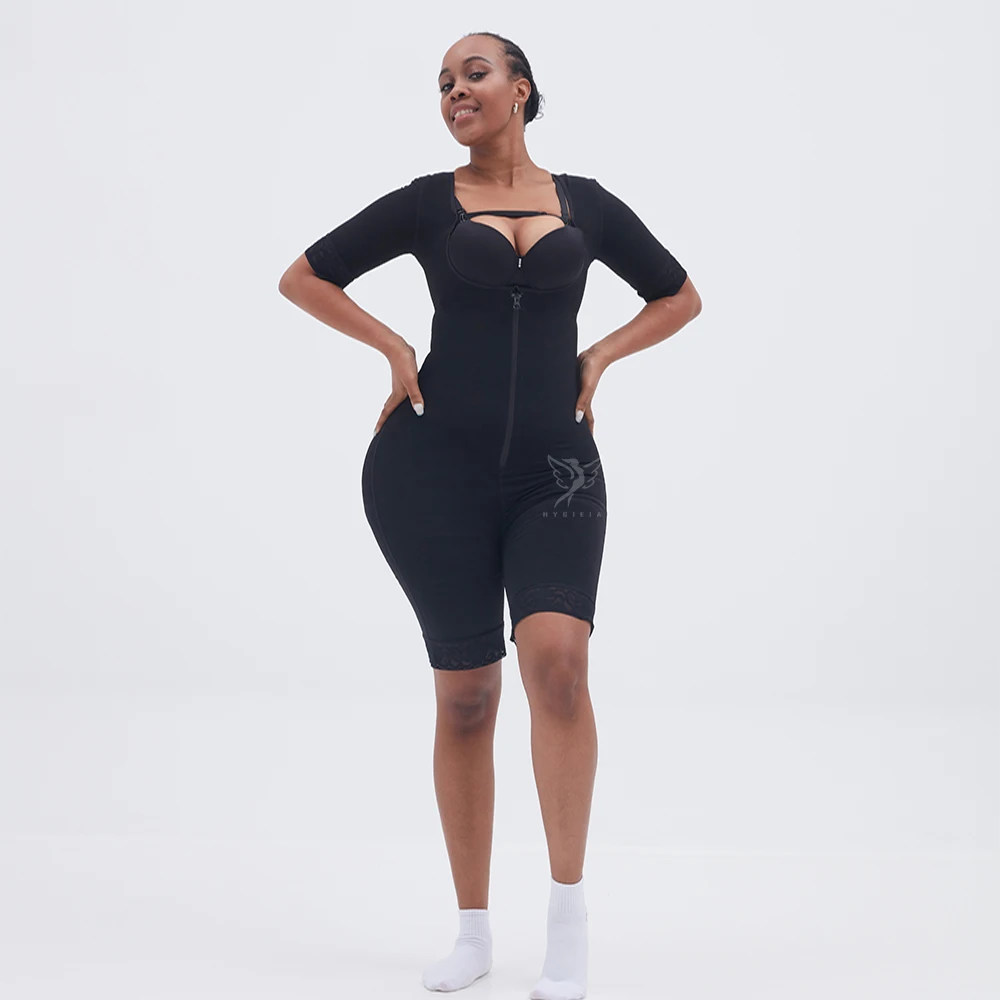 Hygieia High Compression After surgery Body Suits Shapewear Plus Size Butt Lifting Waist Slimming Short Sleeves Full Body Shaper
