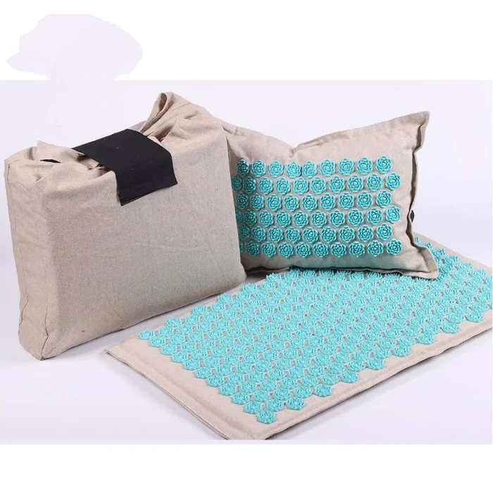 
Natural linen Coconut Acupressure Mat with Carry Bag/Lotus Plastic Spikes Massage Acupuncture mat for back and neck pain relief 