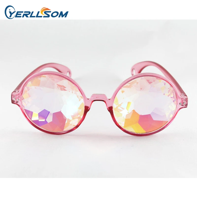 Kaleidoscope Concert Sunglasses Glass Prism Mosaic Eyewear Night Show Costume Matching Kids Sunglasses PC Children Unisex Round