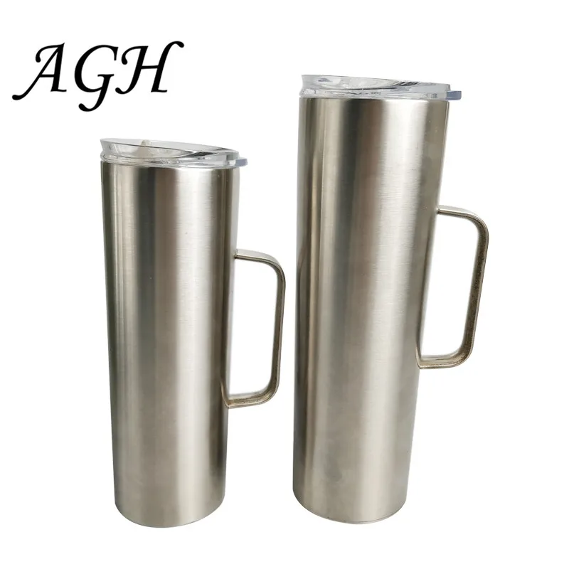 drinkware custom printed SS Skinny Tumbler with Handle Hot Sell Double Wall Vacuum Insulated Tumbler with Straw and Lid