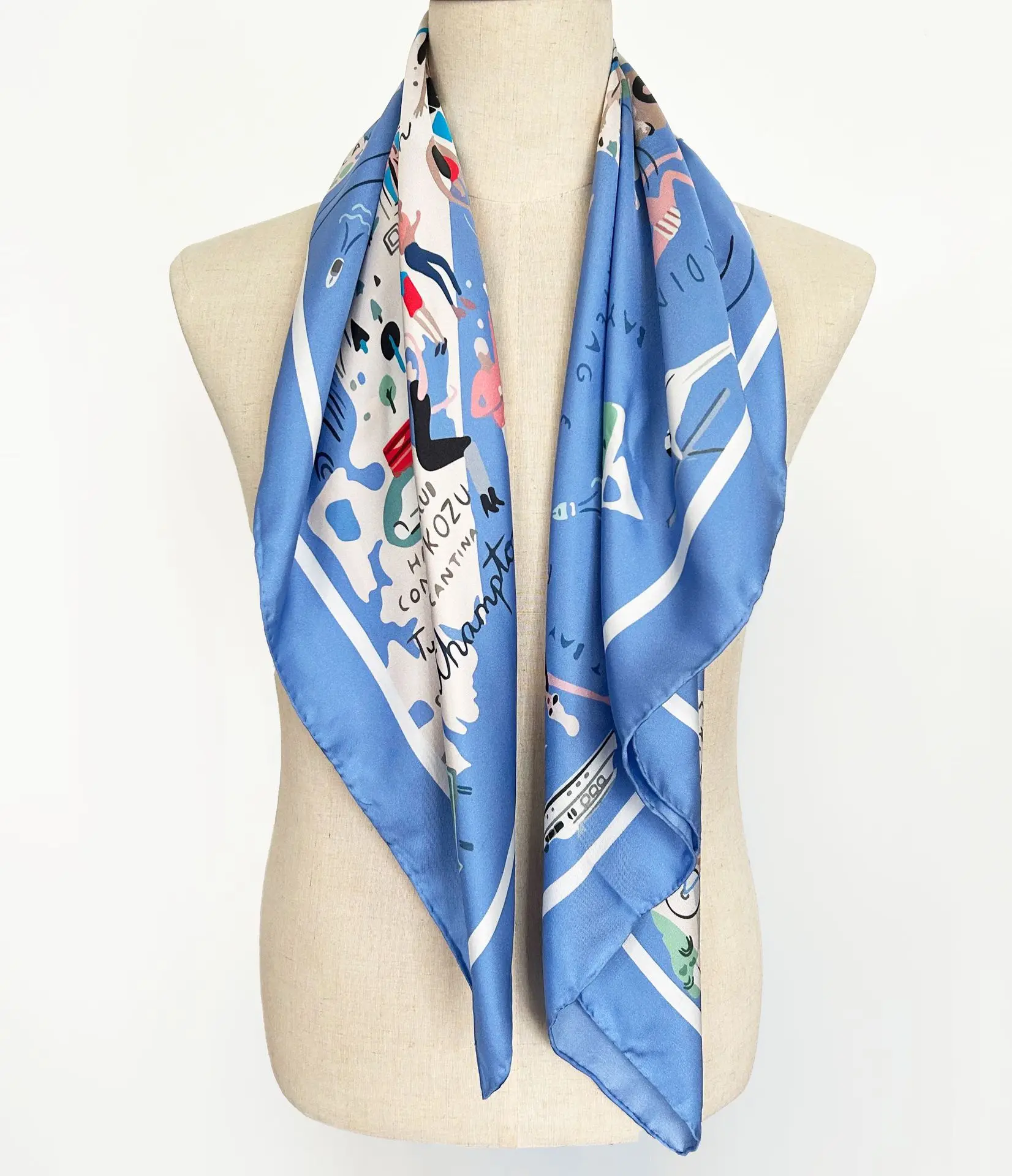 Wholesale 100% Silk Scarf Digital Printing Women Square Scarf Custom LOGO Silk Scarves