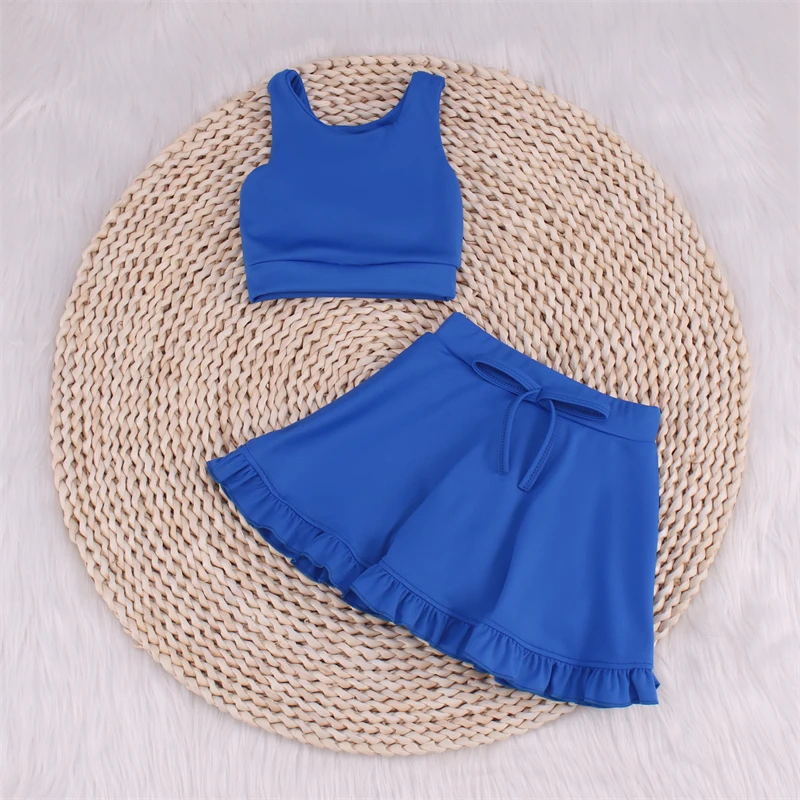 Panic Buying Children Sport Vest And Girls Kids Tennis Dress Yoga Set Kids Backless Boutique Workout Suit Baby Yoga Set
