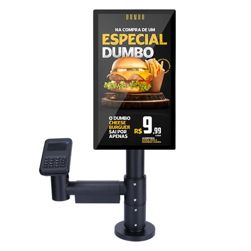 Dual screen cylinder Cash Register stand adjustable pole mounting solution vesa mount stand for checkout counters