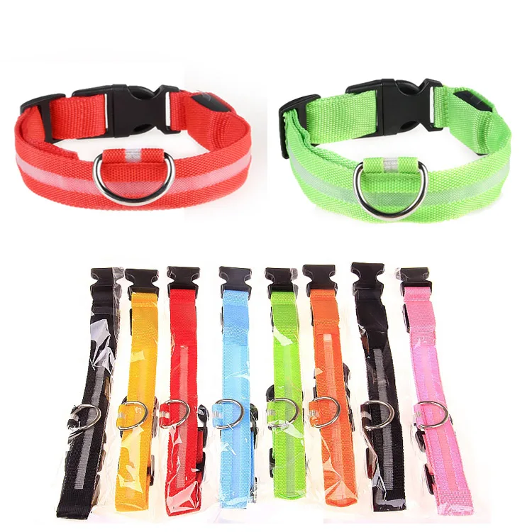 Led Lights Dog Pets Collars Adjustable Polyester Glow In Night Pet Dog Cat Puppy Safe Luminous Flashing Necklace