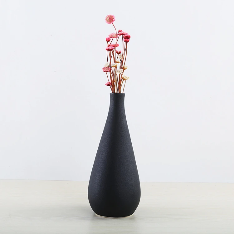 Wholesale Rustic Nordic Striped Home Decor Modern Black White Ceramic Vase for Flower