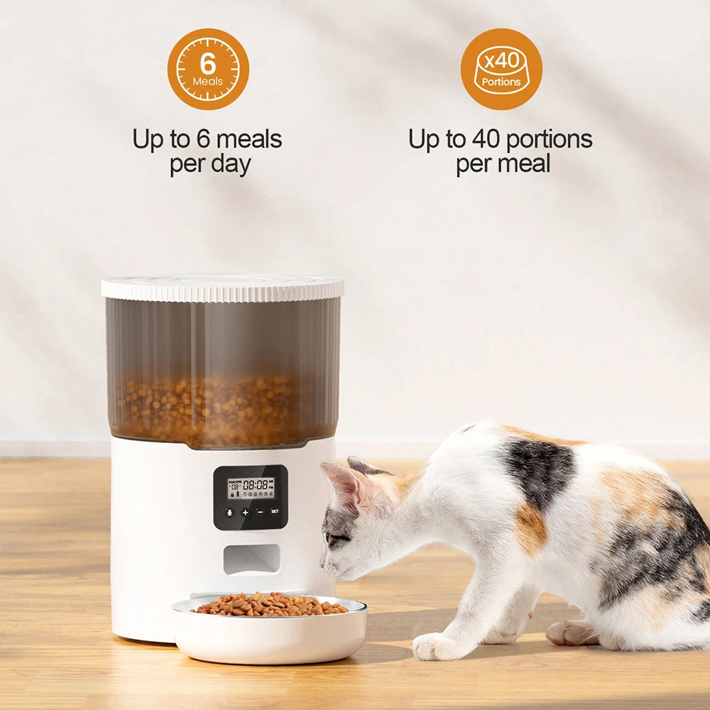 New pet automatic feeder black smart cat feeding machine WIFI remote video no card food pet bowl
