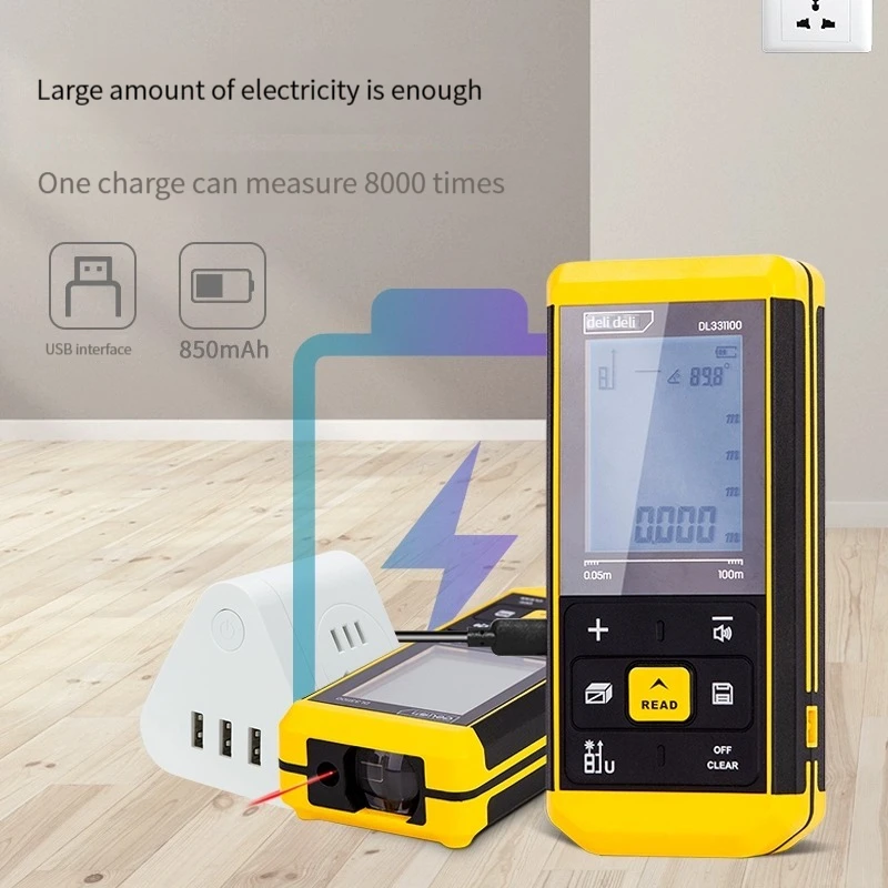 Upscale Spiffy Deli DL331100P Handheld Rangefinder High Precision Electronic Ruler Home Infrared Room Meter 40-120m Room Measuring Instrument