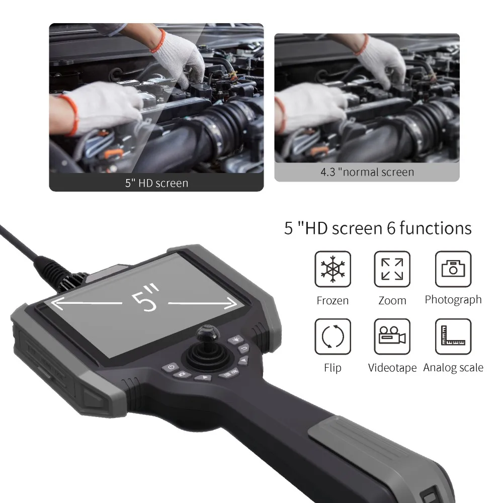 2 meter length Direct View Borescope with 5inch HD Screen LED illumination Industrial Endoscope with direct View Camera