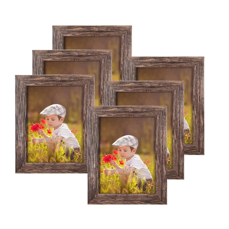 Solid Wood 8x10 Photo Display Picture Frames With Mat Customizable Logo Rustic Style Black Finish Can Display 11x14 Pictures Mat