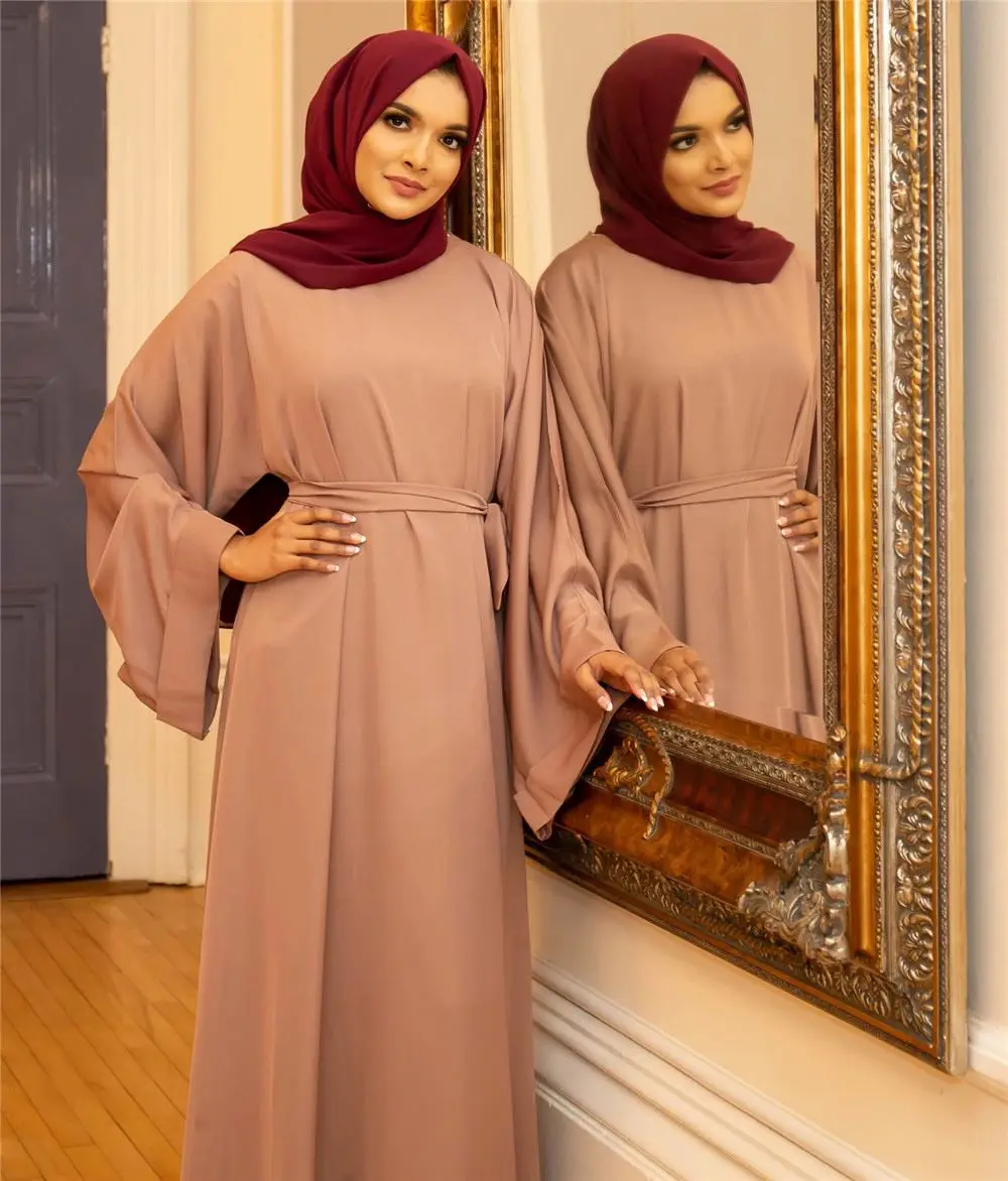 Abaya Dubai Turkey Solid Color Simple Modest Kaftan Islamic Abaya Muslim Woman Long Sleeve Evening Dresses