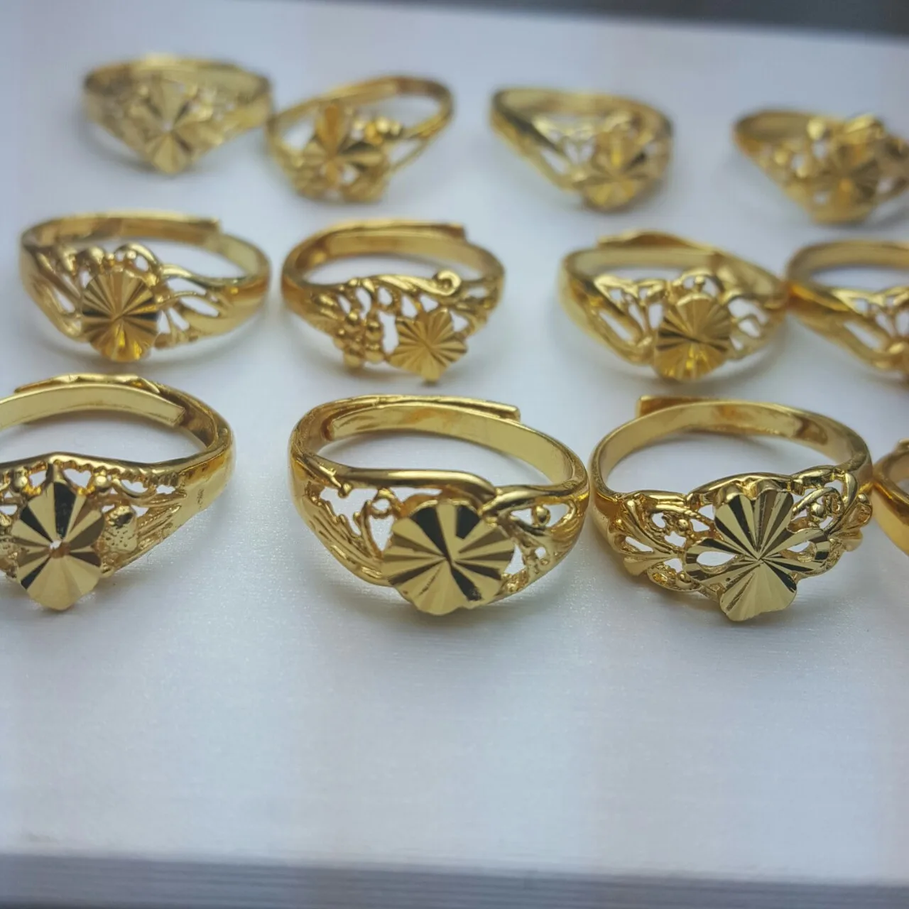 PUSHI cheapest finger ring hotselling simple golden gold plated open finger ring bulk mix adjustable ring gold plated