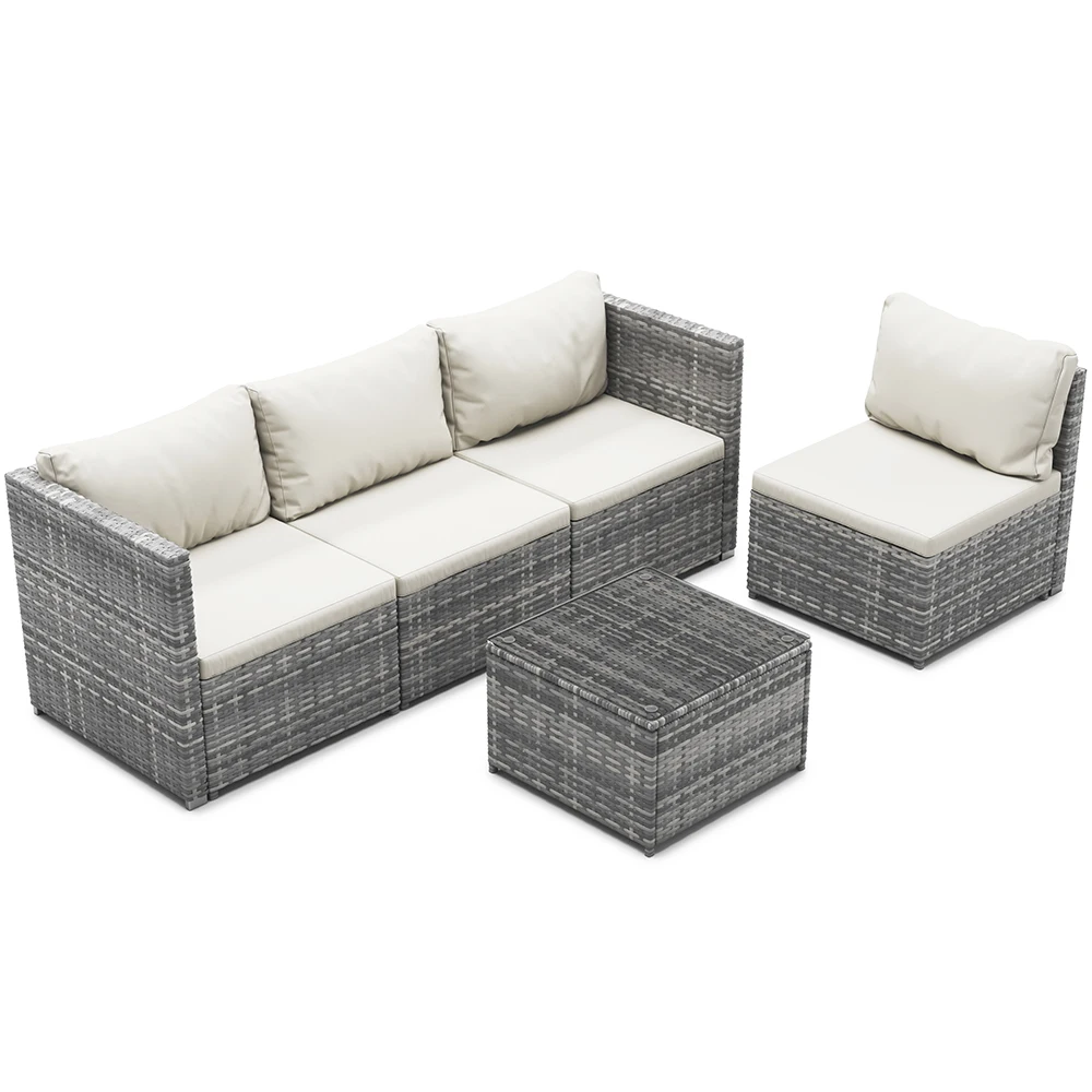 Furniture Wholesaler Outdoor Living Seating Sectional Poly Rattan Wicker Free Combination  Garden Sofa