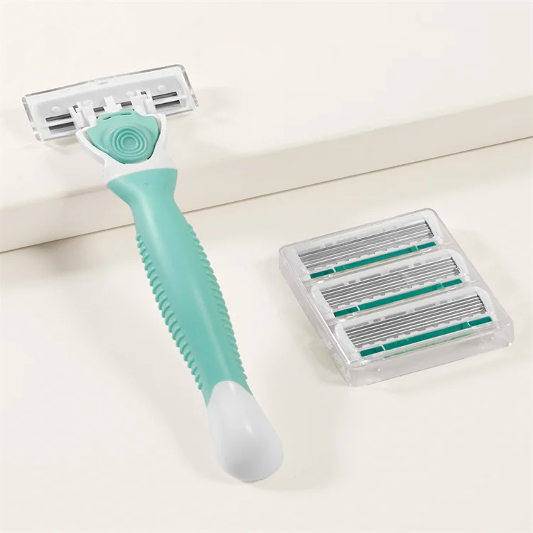 Wholesale Safety Ladies Beauty Tools Plastic Razor Body Hair Removal Shaving for Women with Three Replaceable Heads