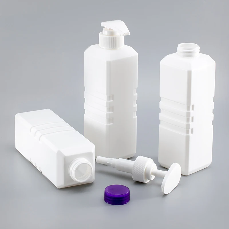 500ml square with push pump head shampoo body wash liquid packaging container empty plastic bottle