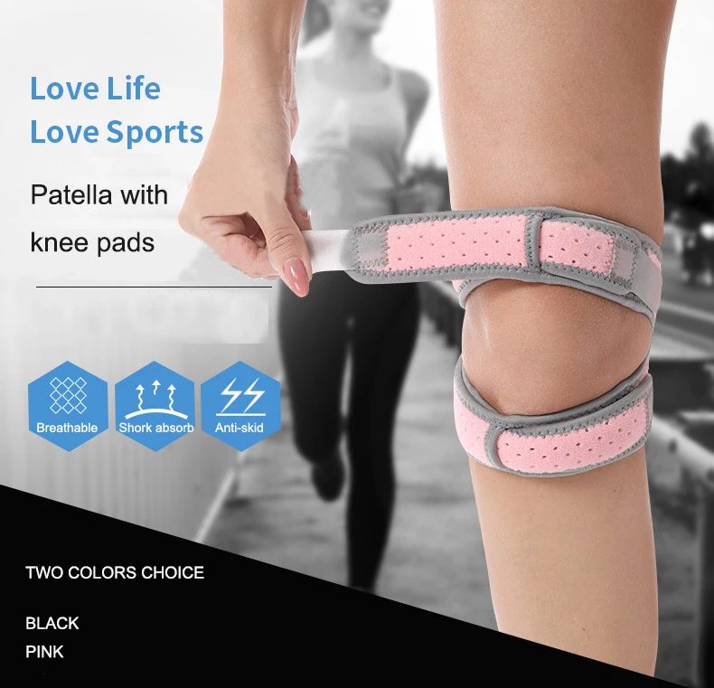 Pressurized Breathable Knee Protector Nylon Silicone Pad Brace Adjustable Sports Belt Bandage Tendon Strap Patella Knee Support