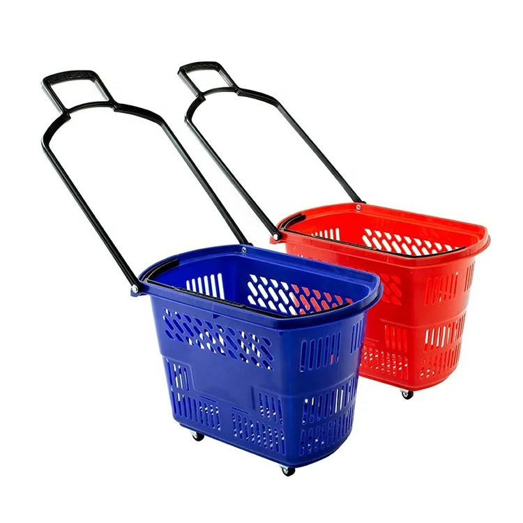 45L 4 Wheel Shopping Trolley Supermarket Shopping Basket Trolley for Sale