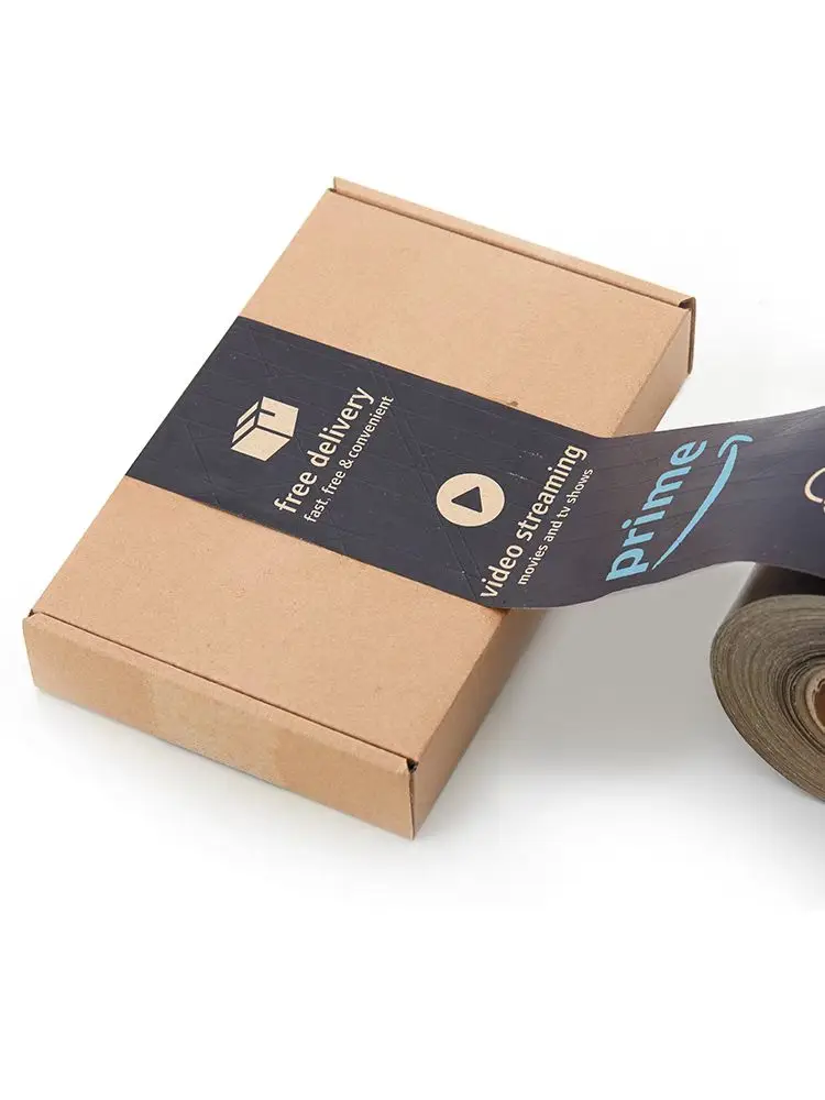 Factory hot sale personalized craft packaging recycled tape branded reinforced brown gummed/water activated  kraft paper tape